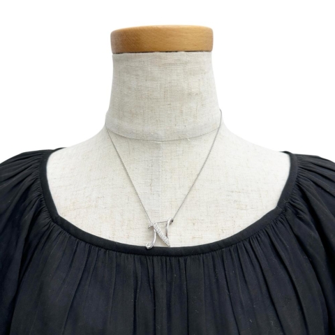 Nモチーフ ダイヤモンド 0.32ct ペンダントトップ K18WGホワイトゴールド 18金 4.0g レディース【中古】【真子質店】【NN】【MixMa】