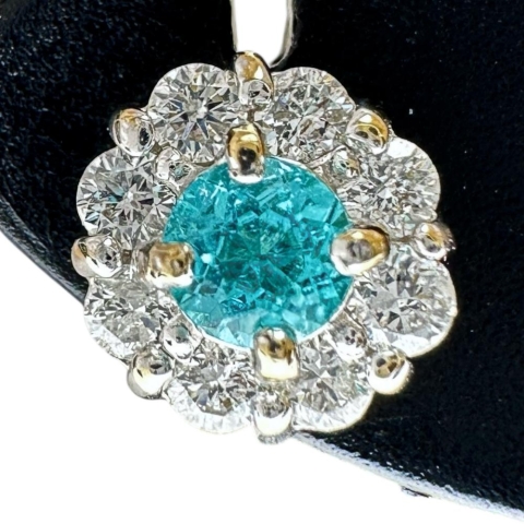 パライバトルマリン 0.092/0.085ct ダイヤモンド 0.17/0.17 ct ピアス K18WGホワイトゴールド 18金 1.2g レディース【中古】【真子質店】【NN】【MiMoMi】