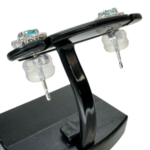 パライバトルマリン 0.092/0.085ct ダイヤモンド 0.17/0.17 ct ピアス K18WGホワイトゴールド 18金 1.2g レディース【中古】【真子質店】【NN】【MiMoMi】