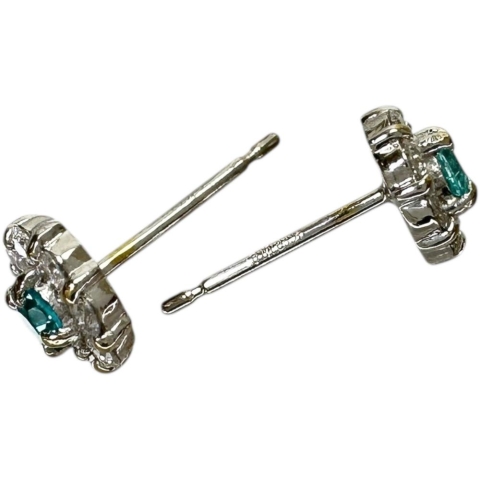 パライバトルマリン 0.092/0.085ct ダイヤモンド 0.17/0.17 ct ピアス K18WGホワイトゴールド 18金 1.2g レディース【中古】【真子質店】【NN】【MiMoMi】