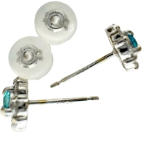 パライバトルマリン 0.092/0.085ct ダイヤモンド 0.17/0.17 ct ピアス K18WGホワイトゴールド 18金 1.2g レディース【中古】【真子質店】【NN】【MiMoMi】