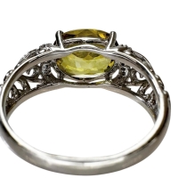 15.5号 スフェーン 3.65ct ダイヤモンド 0.09ct リング・指輪 Pt900プラチナ 6.6g レディース【中古】【真子質店】【NN】【KMiI】