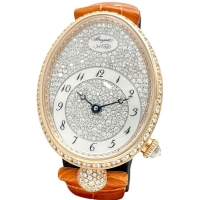 【Breguet/ブレゲ】 8938BR クイーンオブネイプルズ フルダイヤ 裏スケルトン 腕時計 K18PGピンクゴールド/レザー/ダイヤモンド 自動巻き/オートマ シルバー文字盤/オレンジレザーベルト レディース【中古】【真子質店】【BL】【MaIKxx】