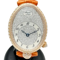 【Breguet/ブレゲ】 8938BR クイーンオブネイプルズ フルダイヤ 裏スケルトン 腕時計 K18PGピンクゴールド/レザー/ダイヤモンド 自動巻き/オートマ シルバー文字盤/オレンジレザーベルト レディース【中古】【真子質店】【BL】【MaIKxx】