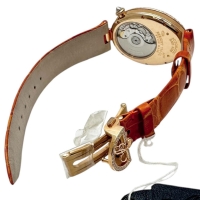 【Breguet/ブレゲ】 8938BR クイーンオブネイプルズ フルダイヤ 裏スケルトン 腕時計 K18PGピンクゴールド/レザー/ダイヤモンド 自動巻き/オートマ シルバー文字盤/オレンジレザーベルト レディース【中古】【真子質店】【BL】【MaIKxx】