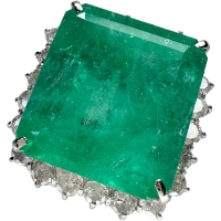 ★★最終特価品 10号 エメラルド 29.18ct ダイヤモンド 3.31ct リング・指輪 Pt900プラチナ 25.1g レディース【中古】【真子質店】【NN】【TTxxx】