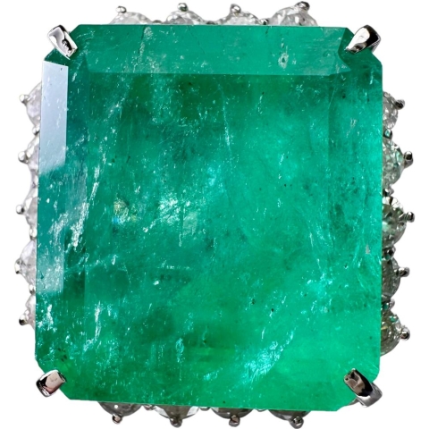 ★★最終特価品 10号 エメラルド 29.18ct ダイヤモンド 3.31ct リング・指輪 Pt900プラチナ 25.1g レディース【中古】【真子質店】【NN】【TTxxx】