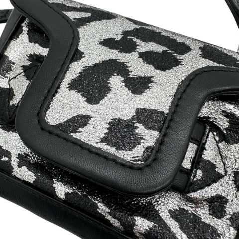 【PIERRE HARDY/ピエールアルディ】 アルファ ショルダーポーチ ショルダーバッグ レザー ブラック/シルバー レディース【中古】【真子質店】【BL】【IKx】