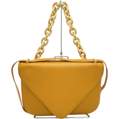 【BOTTEGAVENETA/ボッテガヴェネタ】 マウント エンベロープ ショルダーバッグ カーフ オレンジ/ゴールド金具 レディース【中古】【真子質店】【BL】【MoMiMa】