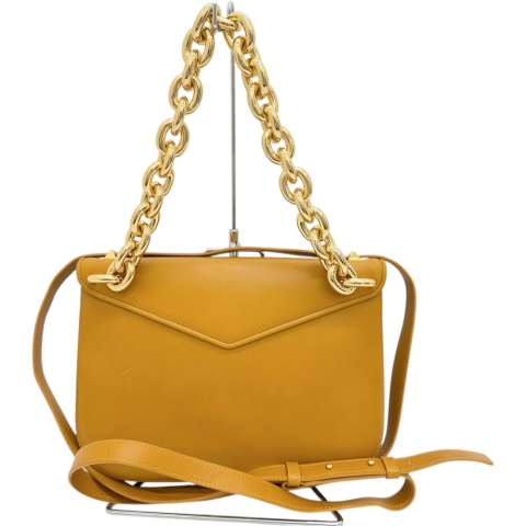 【BOTTEGAVENETA/ボッテガヴェネタ】 マウント エンベロープ ショルダーバッグ カーフ オレンジ/ゴールド金具 レディース【中古】【真子質店】【BL】【MoMiMa】
