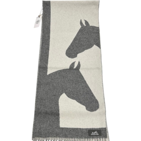 【HERMES/エルメス】 マフラー マフラー カシミヤ グレー   ユニセックス【中古】【真子質店】【GD】【DMax】