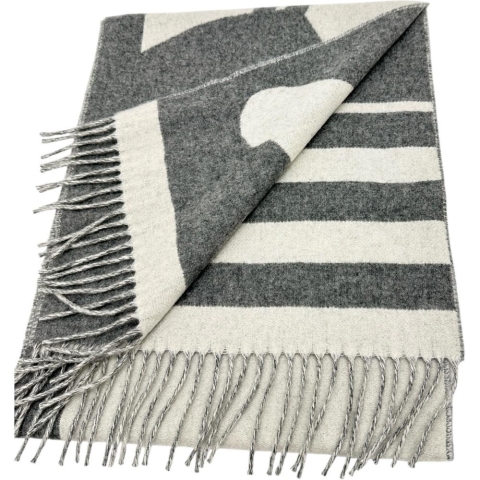 【HERMES/エルメス】 マフラー マフラー カシミヤ グレー   ユニセックス【中古】【真子質店】【GD】【DMax】