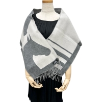 【HERMES/エルメス】 マフラー マフラー カシミヤ グレー   ユニセックス【中古】【真子質店】【GD】【DMax】