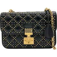 【Christian Dior/クリスチャンディオール】 アディクト スタッズ チェーンショルダー ショルダーバッグ レザー ブラックレザー/ゴールド金具 レディース【中古】【真子質店】【BL】【IxTMa】