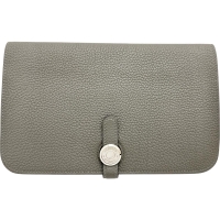 【HERMES/エルメス】 ドゴン デュオGM  長財布 B刻印（2023年製） レザー/トゴ グレー（グリメイヤー）/シルバー金具 レディース【中古】【真子質店】【BL】【IDxx】