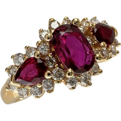 13号 ルビー 0.98ct ダイヤモンド 0.38ct リング・指輪 K18ゴールド 18金 4.1g レディース【中古】【真子質店】【NN】【IxMoY】