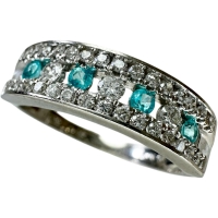 13号 パライバトルマリン 0.12ct ダイヤモンド 0.32ct リング・指輪 Pt900プラチナ 4.3g レディース【中古】【真子質店】【NN】【MoYI】