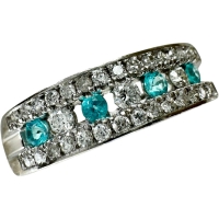 13号 パライバトルマリン 0.12ct ダイヤモンド 0.32ct リング・指輪 Pt900プラチナ 4.3g レディース【中古】【真子質店】【NN】【MoYI】