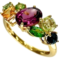 13.5号 マルチカラーガーネット/アレキサンドライト 計1.90ct リング・指輪 K18ゴールド 18金 3.2g レディース【中古】【真子質店】【NN】【KST】