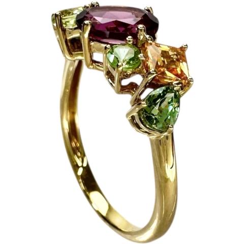 13.5号 マルチカラーガーネット/アレキサンドライト 計1.90ct リング・指輪 K18ゴールド 18金 3.2g レディース【中古】【真子質店】【NN】【KST】
