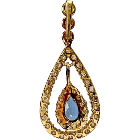 アクアマリン(サンタマリア) 0.49ct ダイヤモンド 0.74ct ペンダントトップ K18ゴールド 18金 1.7g レディース【中古】【真子質店】【NN】【MoMaS】