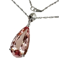 モルガナイト 26.06ct ダイヤモンド 0.02ct ネックレス Pt900プラチナ/Pt850プラチナ/K14WG(カン部分のみ) 16.2g 50cm レディース【中古】【真子質店】【NN】【TDTx】