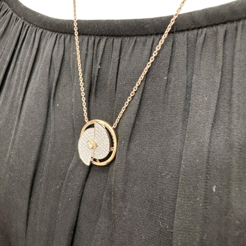 【ラソマ】 スイング  ダイヤモンド 0.65ct ネックレス K18PGピンクゴールド 18金/K18WGホワイトゴールド 18金 8.3g 52cm レディース【中古】【真子質店】【NN】【IYMiMa】