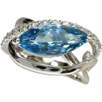 12.5号 アクアマリン(サンタマリアカラー) 1.62ct ダイヤモンド 0.37ct リング・指輪 Pt900プラチナ 8.6g レディース【中古】【真子質店】【NN】【IMaKMo】