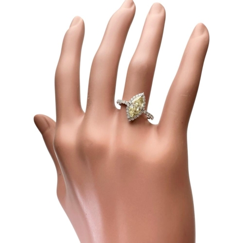 12号 ダイヤモンド(推定ファンシーイエロー-SI2程度) 1.226ct ダイヤモンド 0.43ct リング・指輪 Pt900プラチナ 3.1g レディース【中古】【真子質店】【NN】【IKYx】