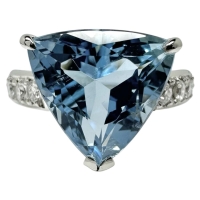 11.5号 アクアマリン 4.02ct ダイヤモンド 計0.27ct リング・指輪 Pt900プラチナ 7.6g レディース【中古】【真子質店】【NN】【IDMax】