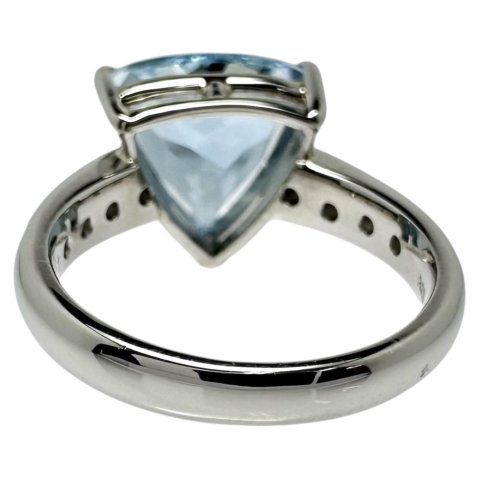 11.5号 アクアマリン 4.02ct ダイヤモンド 計0.27ct リング・指輪 Pt900プラチナ 7.6g レディース【中古】【真子質店】【NN】【IDMax】