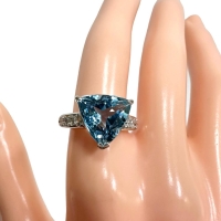 11.5号 アクアマリン 4.02ct ダイヤモンド 計0.27ct リング・指輪 Pt900プラチナ 7.6g レディース【中古】【真子質店】【NN】【IDMax】