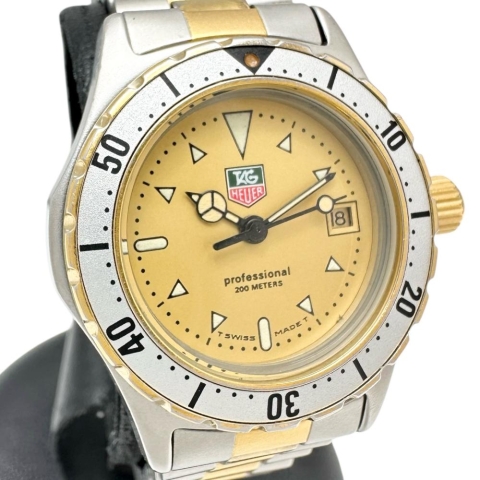 【TAG HEUER/タグホイヤー】 974.008 プロフェッショナル 200m 腕時計 ステンレススチール/GP クオーツ シャンパン文字盤/ゴールドシルバーコンビベルト レディース【中古】【真子質店】【NN】【IMox】