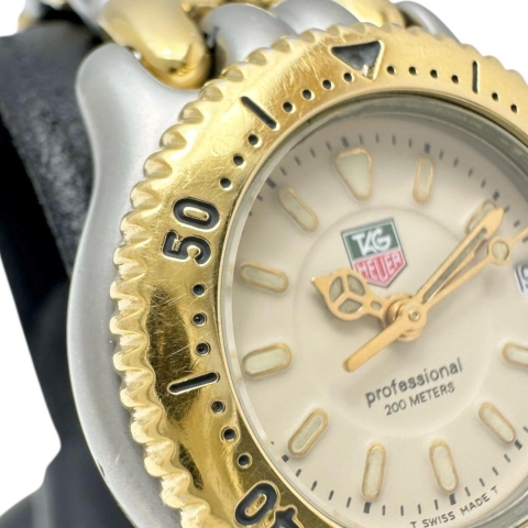 【TAG HEUER/タグホイヤー】 WG1421-0 プロフェッショナル 200 腕時計 ステンレススチール/GP クオーツ ベージュ文字盤/ゴールドシルバーコンビベルト レディース【中古】【真子質店】【NN】【TMix】