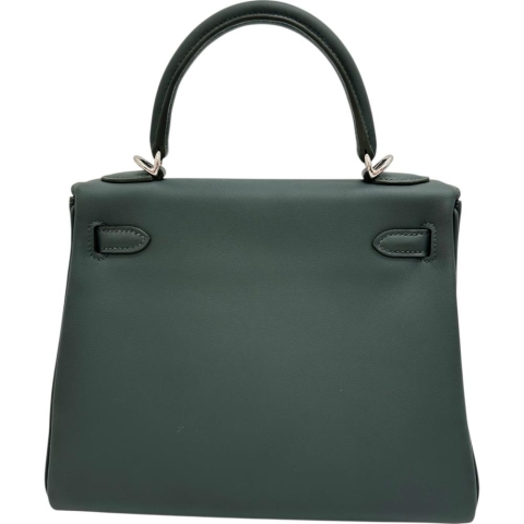 【HERMES/エルメス】 ケリー25 2WAYバッグ ハンドバッグ ヴォースイフト 深緑（ヴェールマングローブ）/ シルバー金具 レディース【中古】【真子質店】【BL】【TDMoxx】