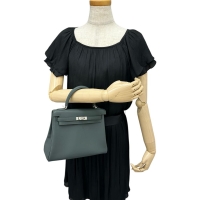 【HERMES/エルメス】 ケリー25 2WAYバッグ ハンドバッグ ヴォースイフト 深緑（ヴェールマングローブ）/ シルバー金具 レディース【中古】【真子質店】【BL】【TDMoxx】