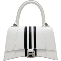 【BALENCIAGA/バレンシアガ】 593546 アディダスコラボ アワーグラス スモール 2WAYショルダーバッグ ハンドバッグ レザー ホワイト/ブラック/シルバー金具 レディース【中古】【真子質店】【BL】【Sxx】