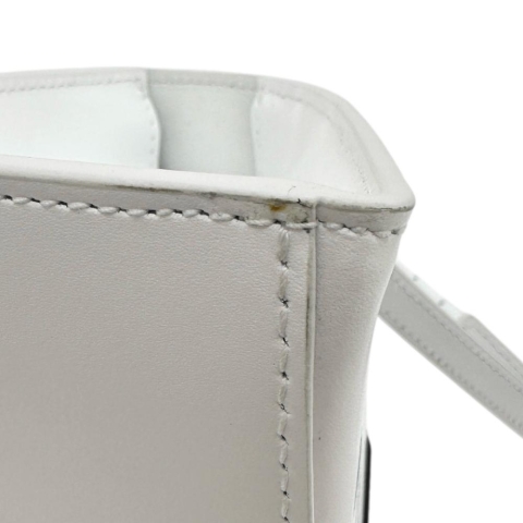 【BALENCIAGA/バレンシアガ】 593546 アディダスコラボ アワーグラス スモール 2WAYショルダーバッグ ハンドバッグ レザー ホワイト/ブラック/シルバー金具 レディース【中古】【真子質店】【BL】【Sxx】