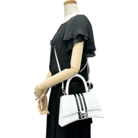 【BALENCIAGA/バレンシアガ】 593546 アディダスコラボ アワーグラス スモール 2WAYショルダーバッグ ハンドバッグ レザー ホワイト/ブラック/シルバー金具 レディース【中古】【真子質店】【BL】【Sxx】