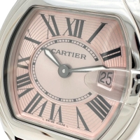 【CARTIER/カルティエ】 W62017V3 ロードスターSM 腕時計 ステンレススチール/レザー クオーツ ピンク文字盤/ヴァイオレットレザーベルト レディース【中古】【真子質店】【BL】【TDxS】