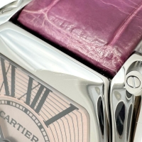 【CARTIER/カルティエ】 W62017V3 ロードスターSM 腕時計 ステンレススチール/レザー クオーツ ピンク文字盤/ヴァイオレットレザーベルト レディース【中古】【真子質店】【BL】【TDxS】