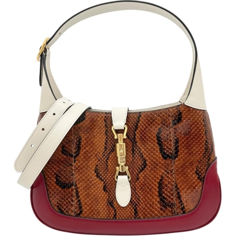 【GUCCI/グッチ】 636706 ジャッキー1961 ワンショルダーバッグ 2WAY  ショルダーバッグ レザー/パイソン  ホワイト/ブラウン/レッド レディース【中古】【真子質店】【BL】【IMaxx】