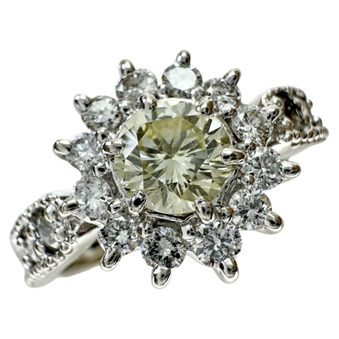 12.5号 中央ダイヤモンド（推定VLY/SI/GOODクラス） 0.504ct その他ダイヤモンド 0.50ct リング・指輪 Pt900プラチナ 6.8g レディース【中古】【真子質店】【NN】【Dxx】