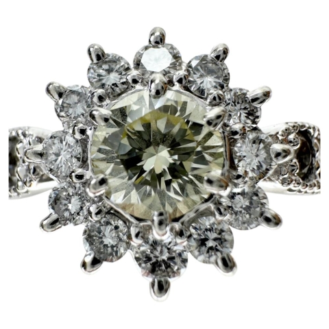 12.5号 中央ダイヤモンド（推定VLY/SI/GOODクラス） 0.504ct その他ダイヤモンド 0.50ct リング・指輪 Pt900プラチナ 6.8g レディース【中古】【真子質店】【NN】【Dxx】