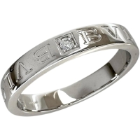 23号【BVLGARI/ブルガリ】 メンズOK ダブルロゴ ダイヤモンド1P リング・指輪 K18WGホワイトゴールド 18金 7.4g レディース【中古】【真子質店】【BL】【IDMax】