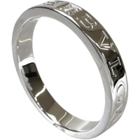 23号【BVLGARI/ブルガリ】 メンズOK ダブルロゴ ダイヤモンド1P リング・指輪 K18WGホワイトゴールド 18金 7.4g レディース【中古】【真子質店】【BL】【IDMax】