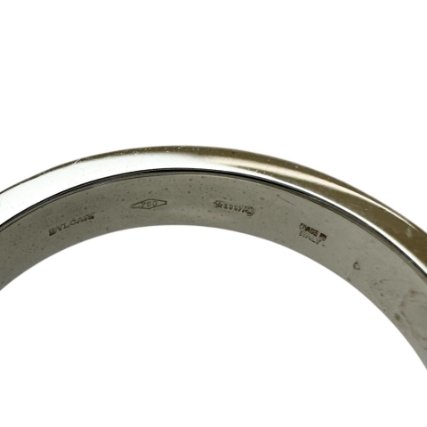 23号【BVLGARI/ブルガリ】 メンズOK ダブルロゴ ダイヤモンド1P リング・指輪 K18WGホワイトゴールド 18金 7.4g レディース【中古】【真子質店】【BL】【IDMax】