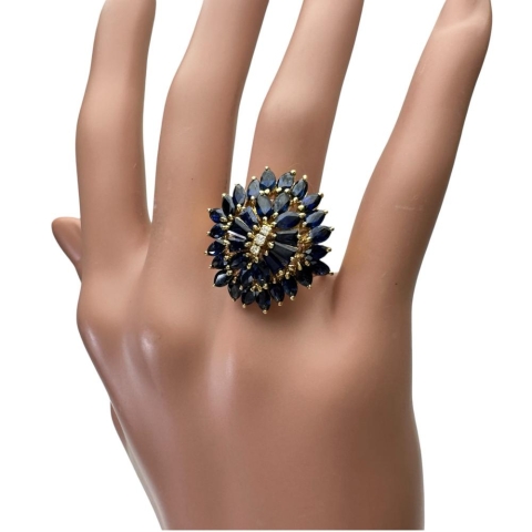 17.5号 サファイア ダイヤモンド リング・指輪 K18ゴールド 18金 9.0g レディース【中古】【真子質店】【NN】【IMoDx】