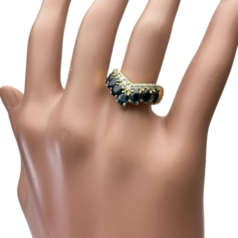 12号 サファイア 2.00ct ダイヤモンド 0.24ct リング・指輪 K18ゴールド 18金 4.3g レディース【中古】【真子質店】【NN】【KDMi】