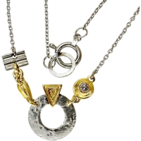 【ラ・ルー】 ダイヤモンド 0.06ct ネックレス Pt850プラチナ/Pt900プラチナ（トップ)/K18(分析済)  4.4g 38cm レディース【中古】【真子質店】【NN】【DIMi】